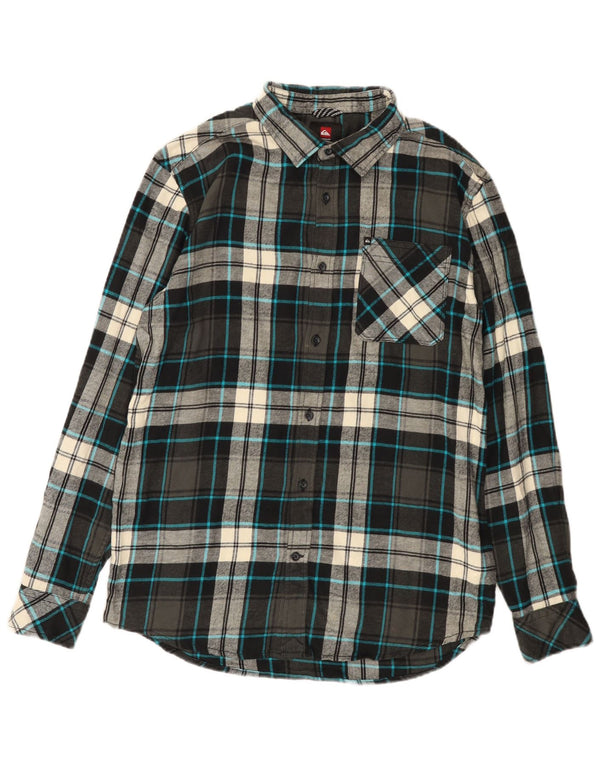 Camicia Quiksilver da uomo in flanella vestibilità regolare in cotone scozzese grigio medio