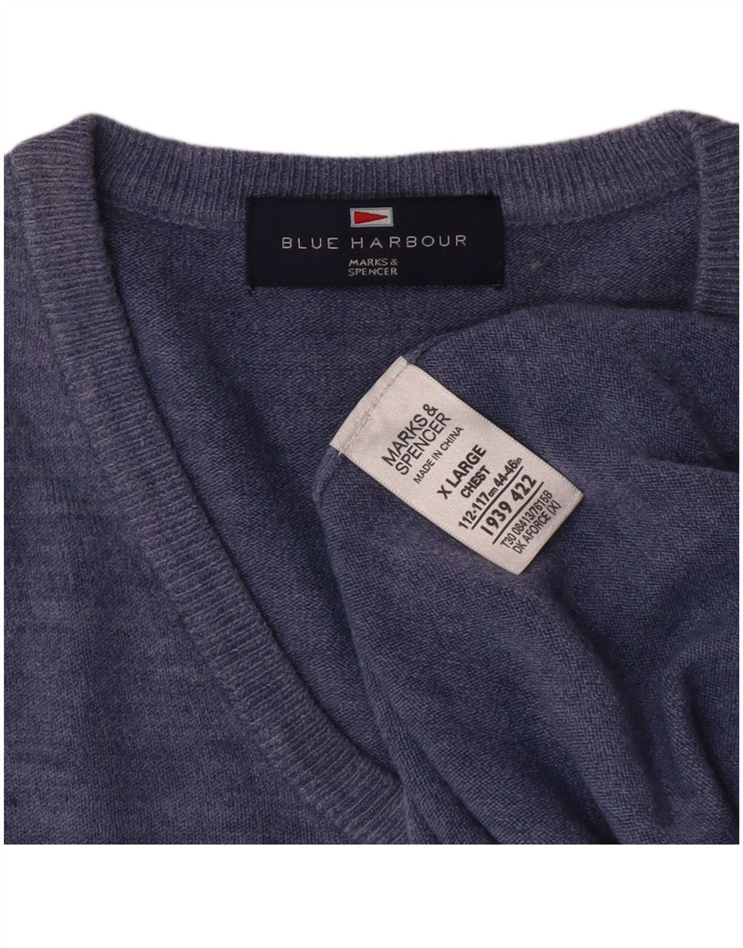 MARKS & SPENCER Maglione da uomo con scollo a V blu Harbour XL blu classico