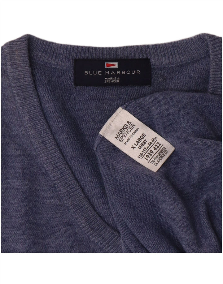 MARKS & SPENCER Maglione da uomo con scollo a V blu Harbour XL blu classico