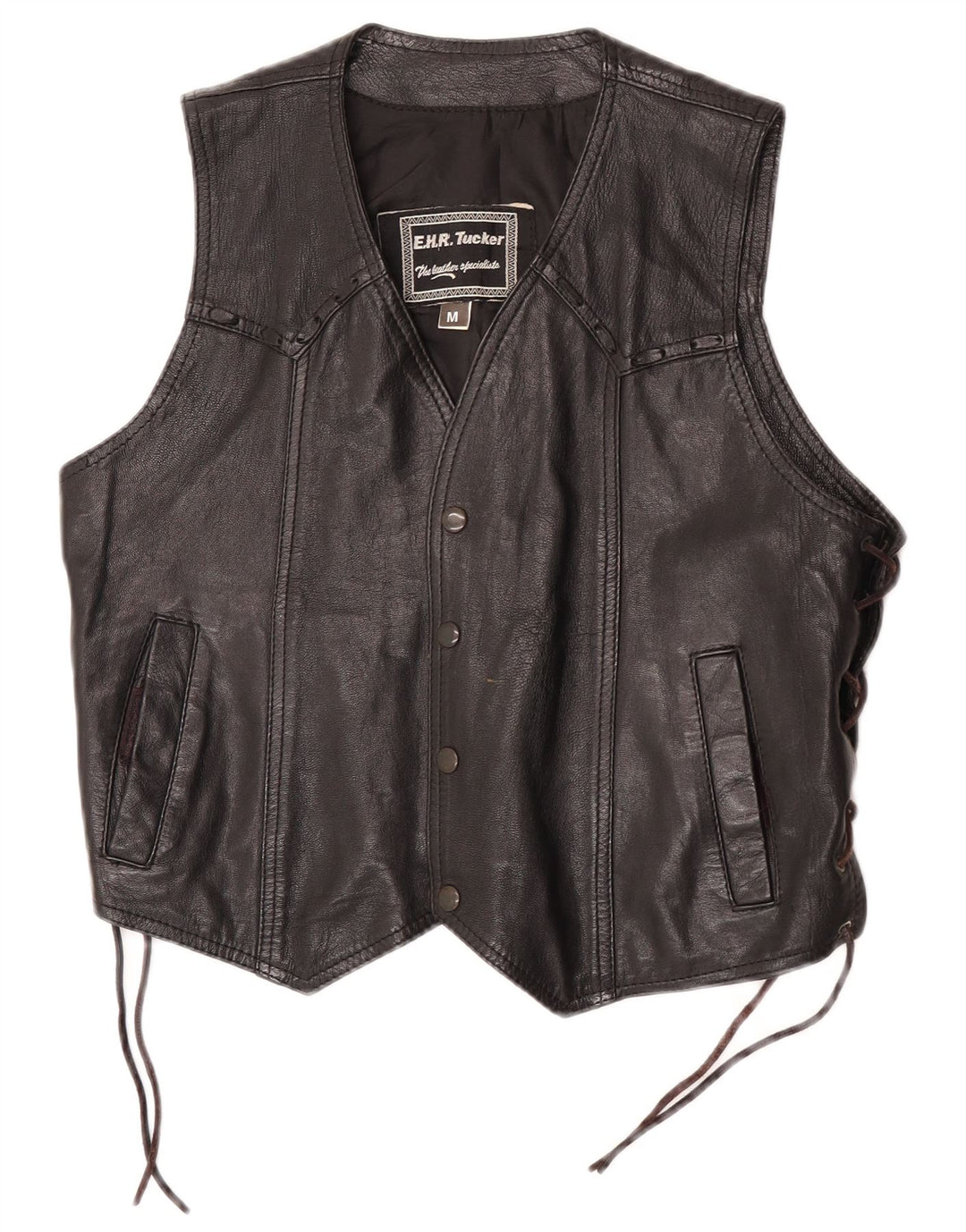 Gilet in pelle da uomo vintage in pelle nera media