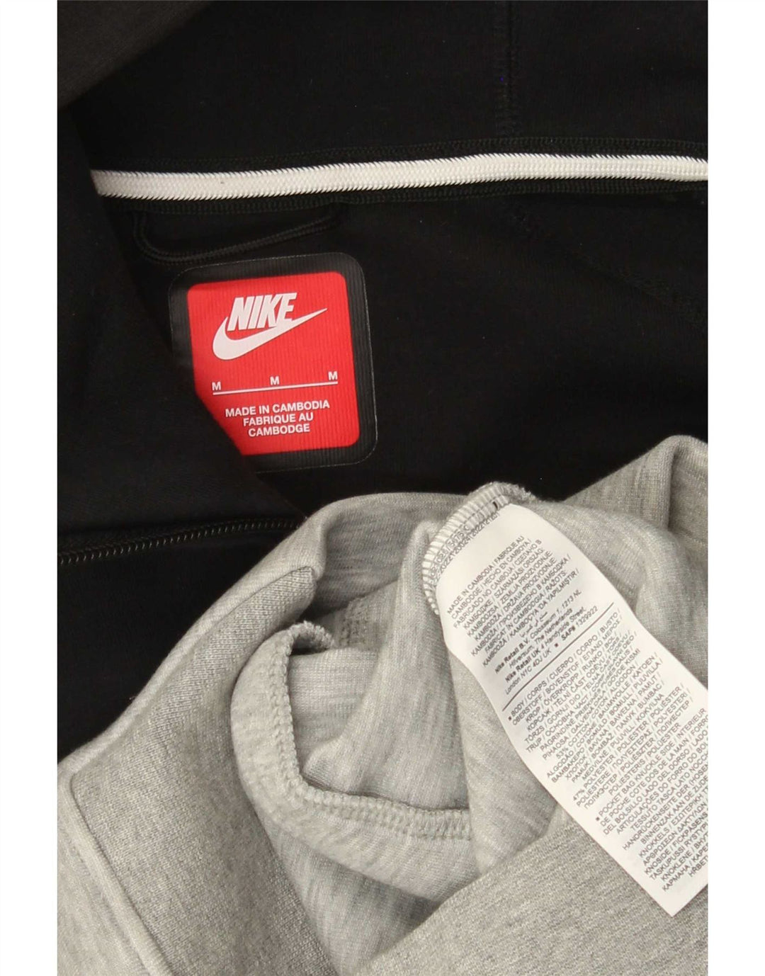 Felpa con cappuccio e zip Nike da uomo in cotone color block grigio medio