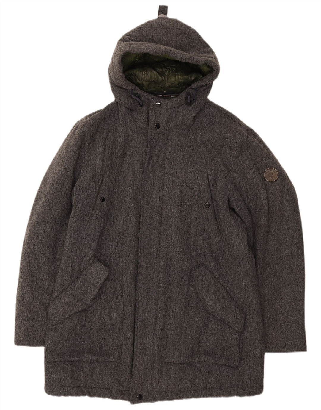 Marc O'Polo Mens Hooded Padded Jacket UK 40 Large Grey Wool