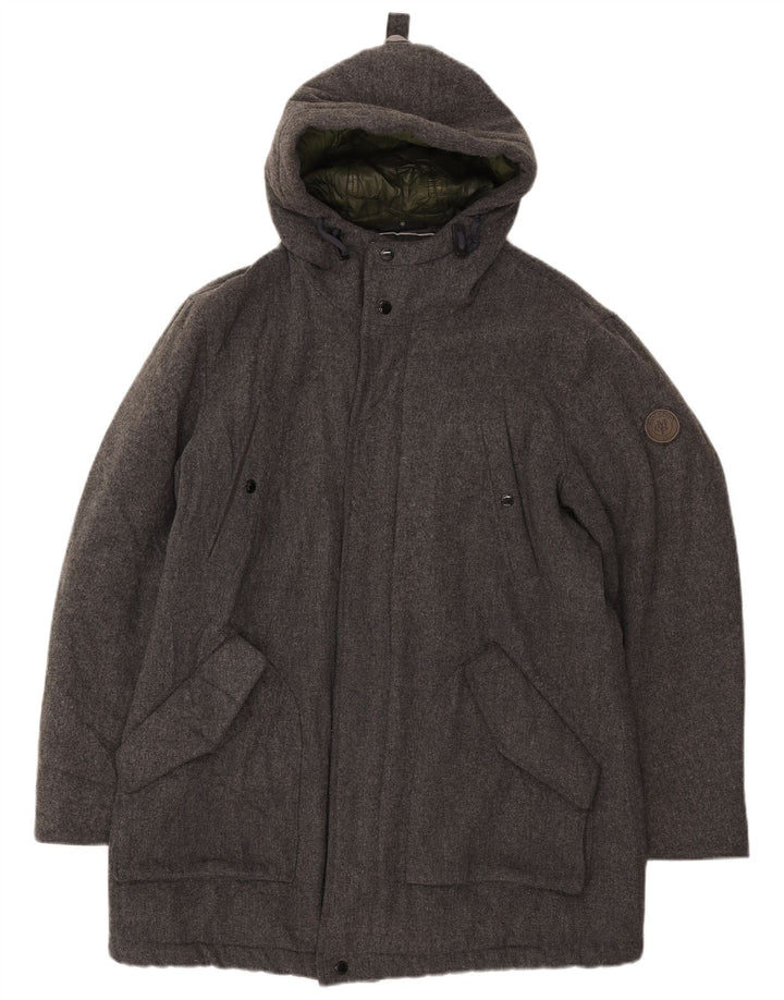 Marc O'Polo Mens Hooded Padded Jacket UK 40 Large Grey Wool