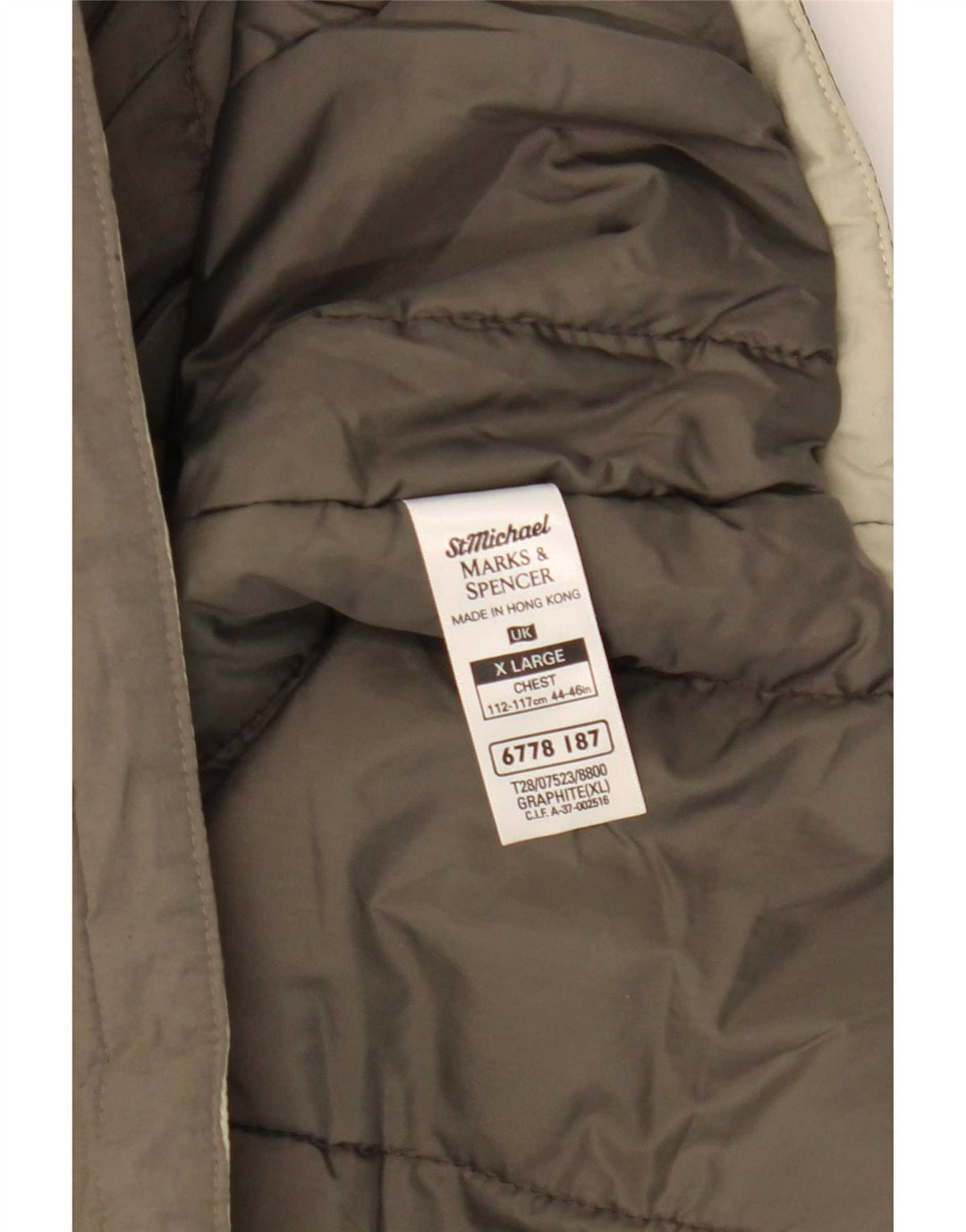 Gilet imbottito da uomo Marks & Spencer UK 42 XL kaki poliammide