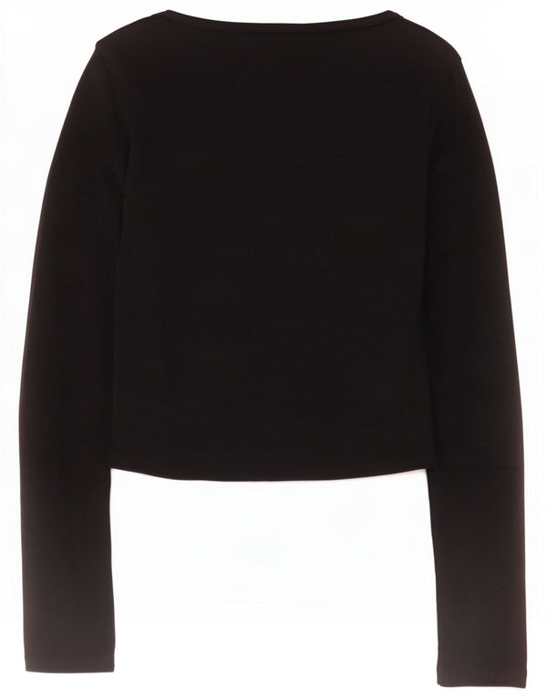 Top corto da donna Zara a maniche lunghe UK 14 grande cotone nero