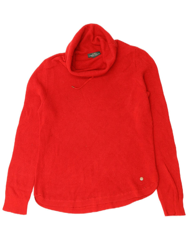 Maglione maglione collo alto da donna Ralph Lauren UK 14 cotone rosso medio