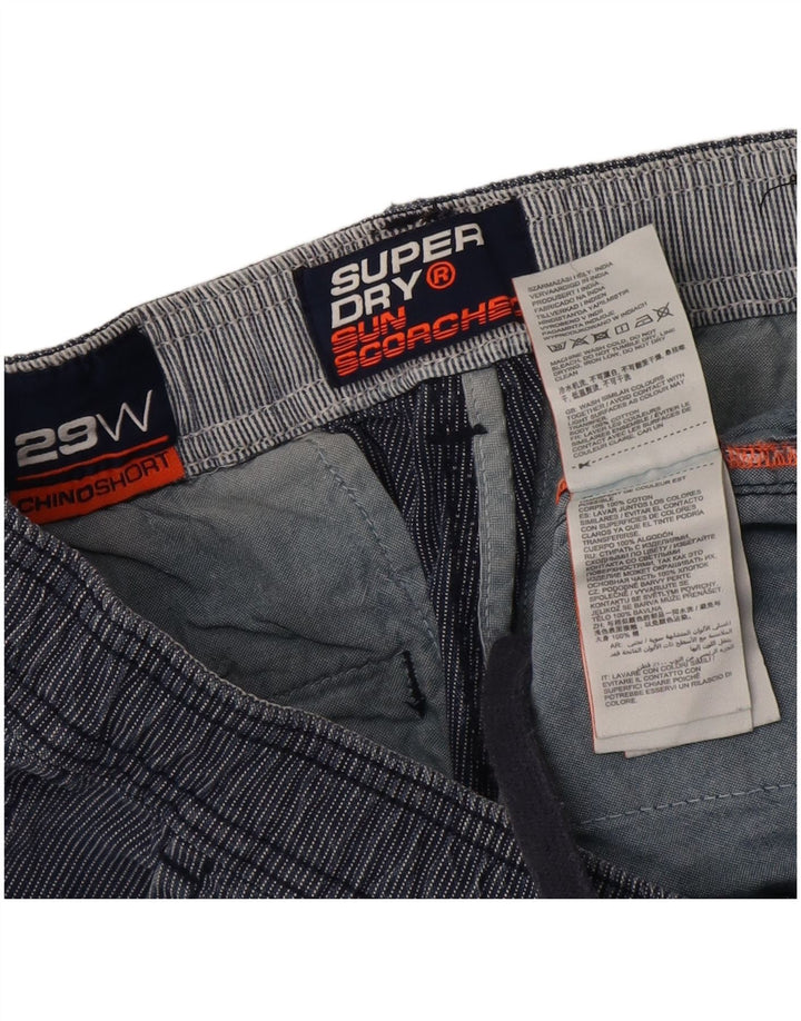 Pantaloncini chino da uomo SUPERDRY W30 cotone gessato medio blu navy