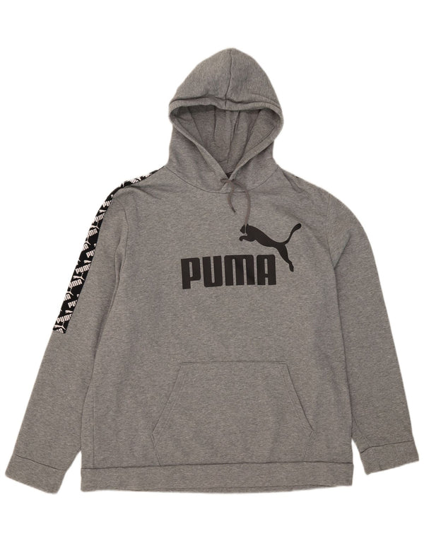 Felpa con cappuccio grafica da uomo Puma 2XL in cotone color block grigio