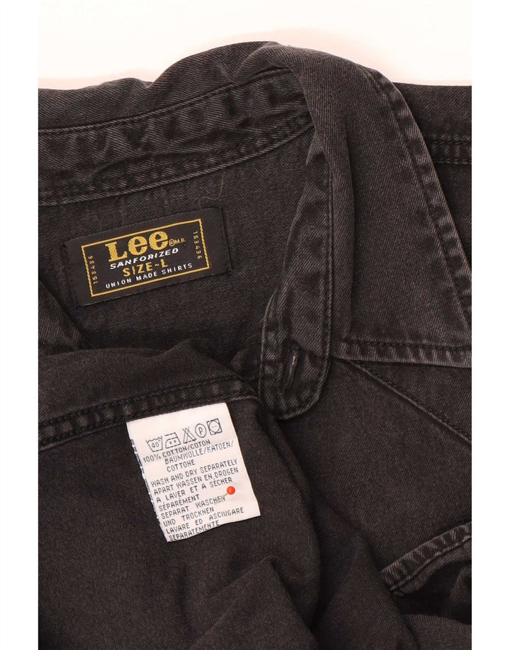 Camicia di jeans da uomo Lee grande in cotone nero