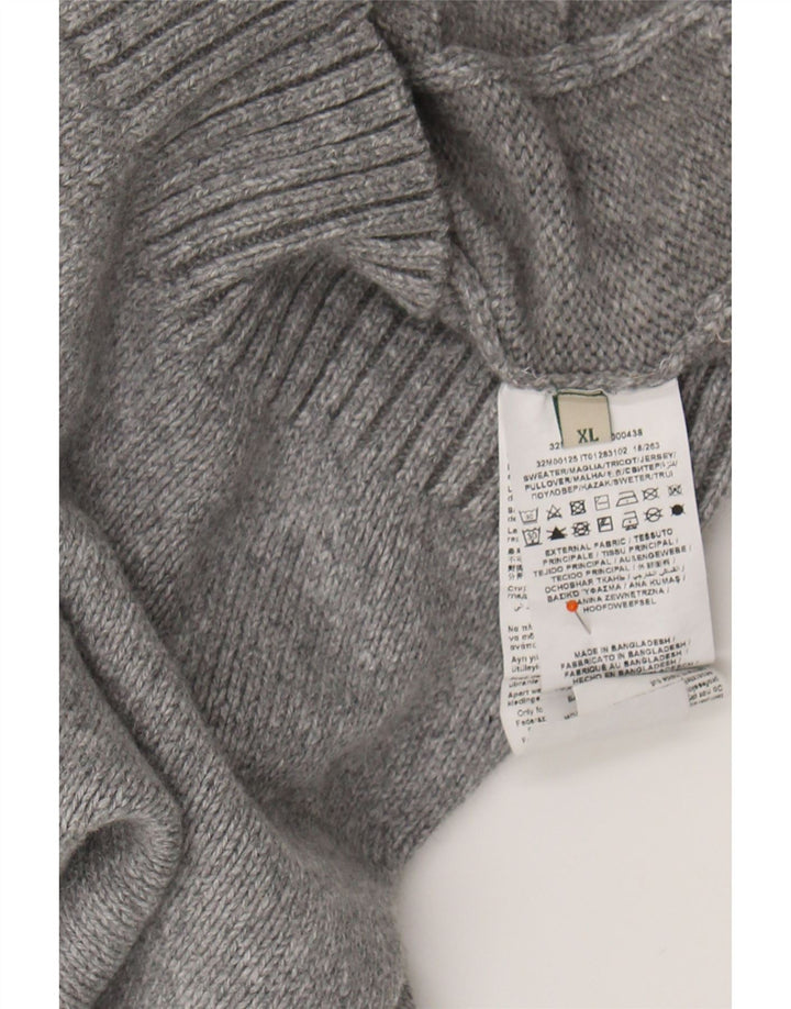 TRUSSARDI Womens Button Neck Jumper Sweater UK 18 XL Grey Acrylic Vintage Trussardi and Second-Hand Trussardi from Messina Hembry 