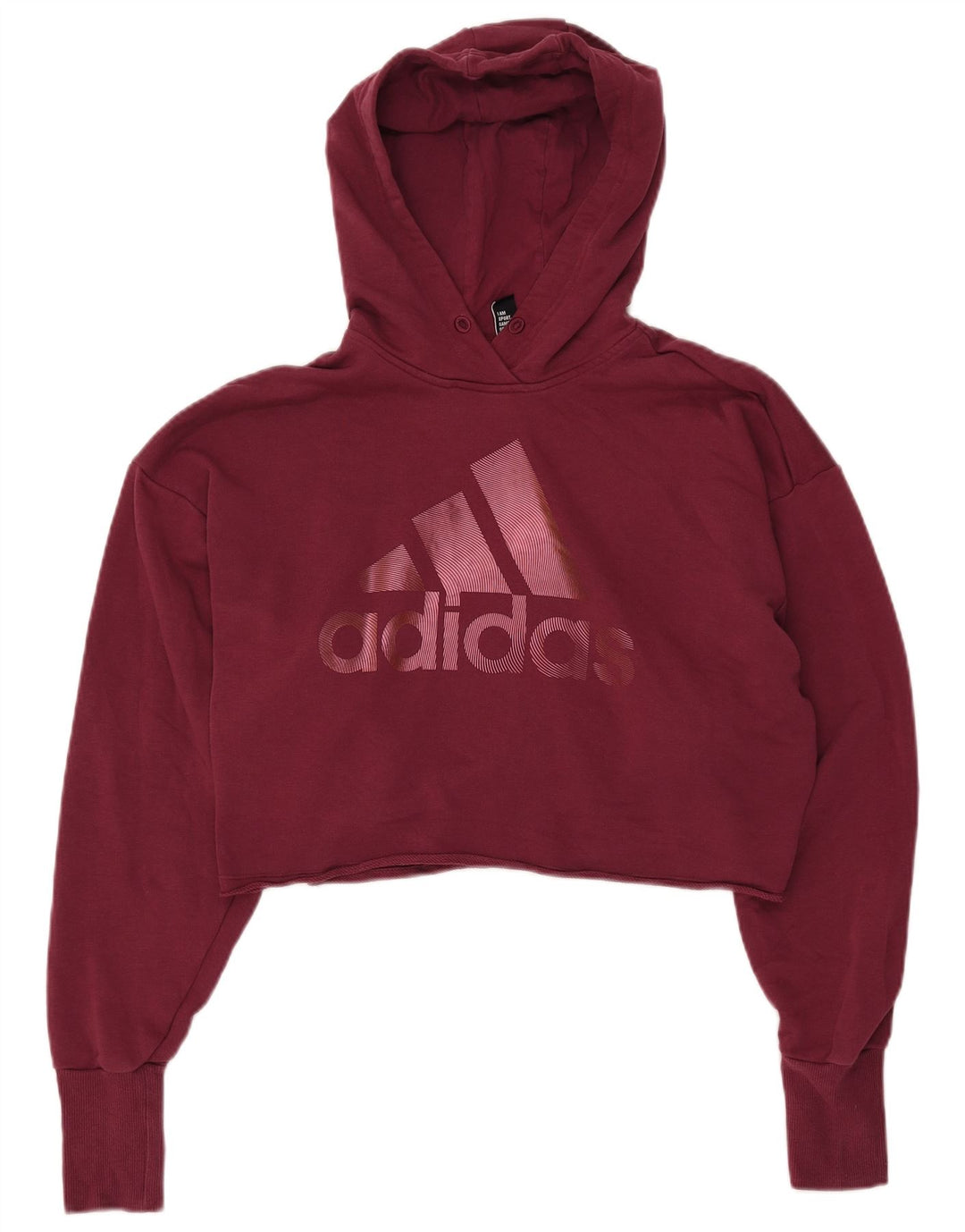 Maglione con cappuccio grafico oversize da donna ADIDAS corto UK 8/10 piccolo bordeaux