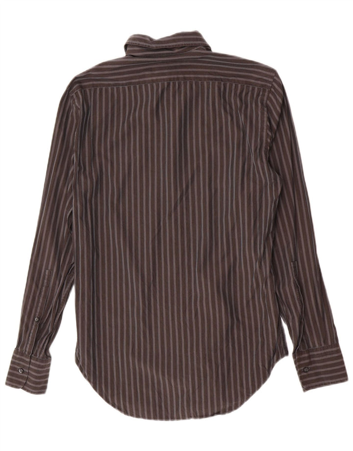 Camicia Trussardi Uomo Taglia 39 15 1/2 Cotone Rigato Grigio Medio