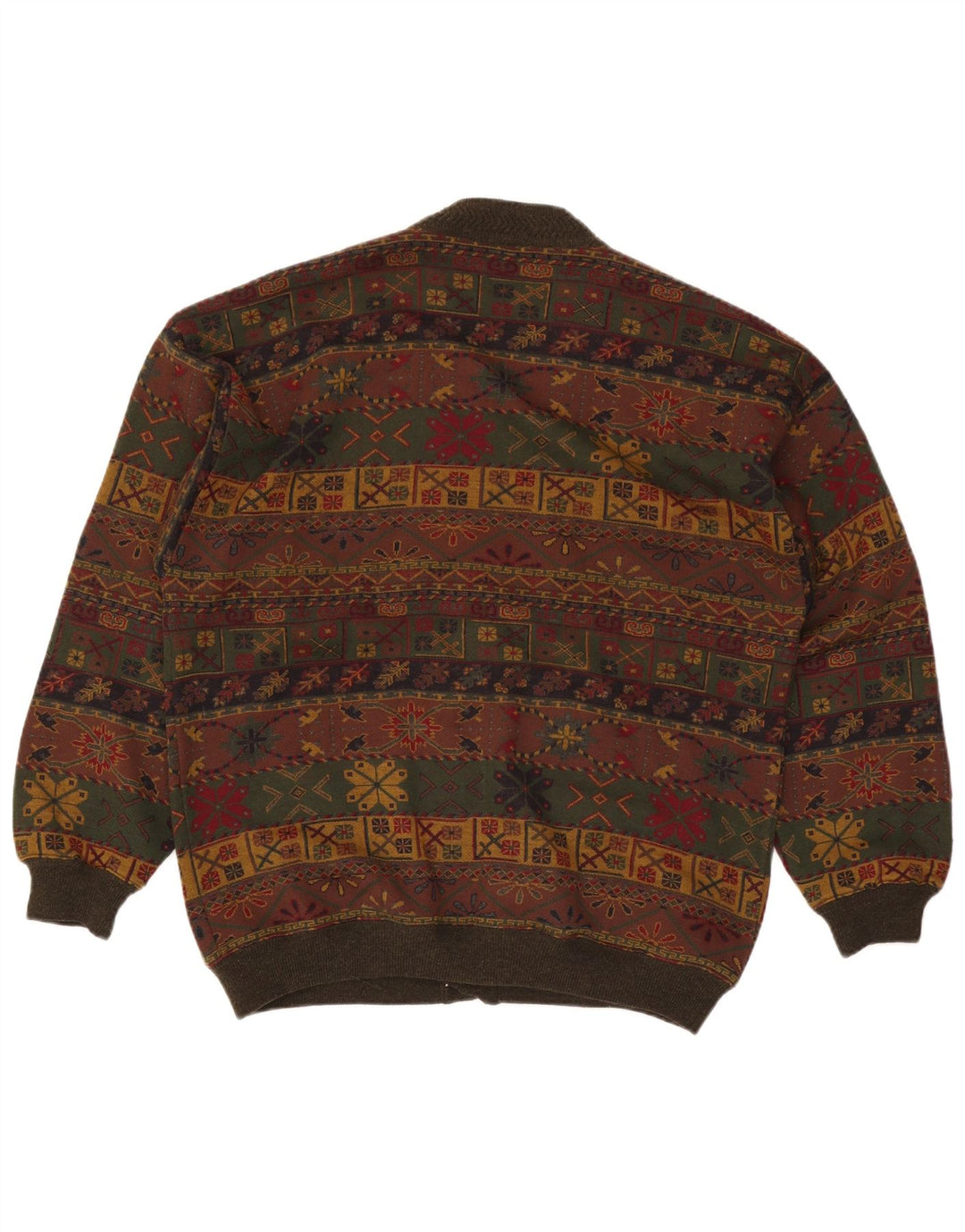 Maglione cardigan da uomo Bluster grande lana Fair Isle color kaki