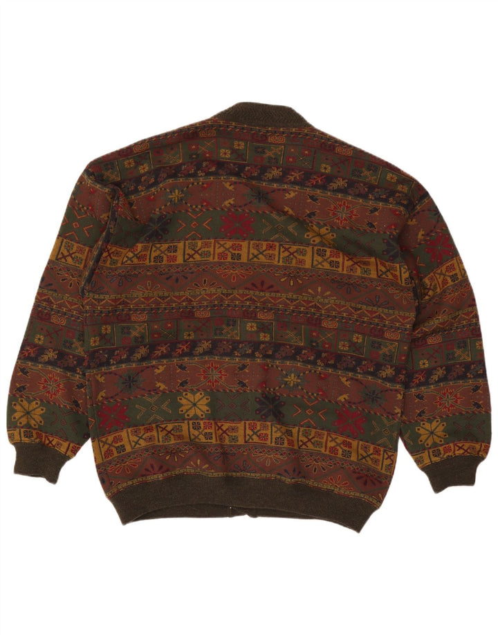 Maglione cardigan da uomo Bluster grande lana Fair Isle color kaki