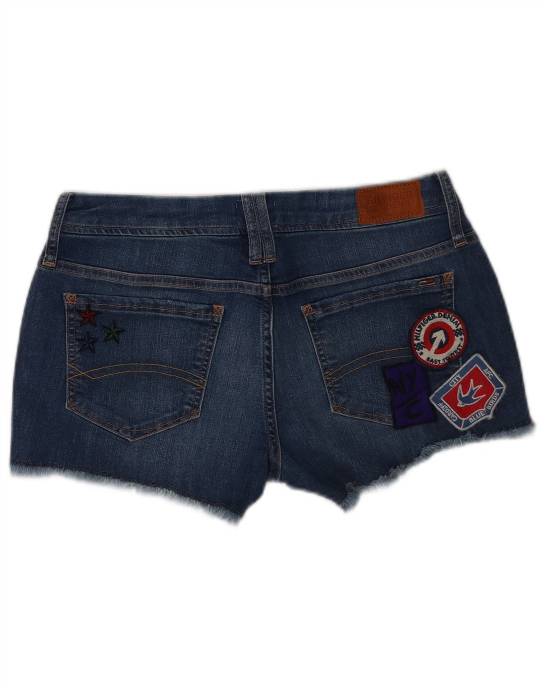 Pantaloncini di jeans grafici da donna Tommy Hilfiger W29 cotone blu medio