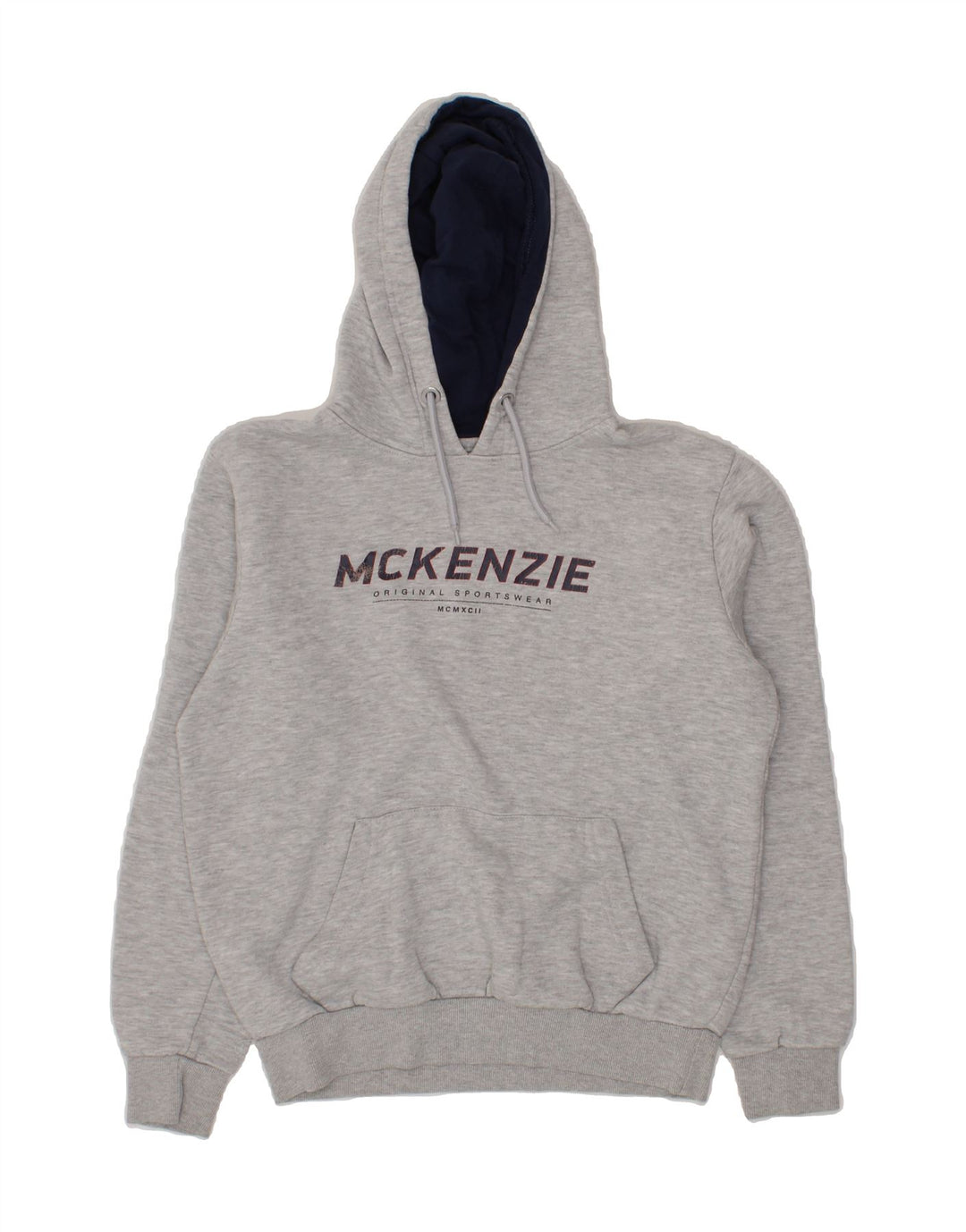MCKENZIE Mens Graphic Hoodie Jumper Medium Grey Cotton Vintage Mckenzie and Second-Hand Mckenzie from Messina Hembry 