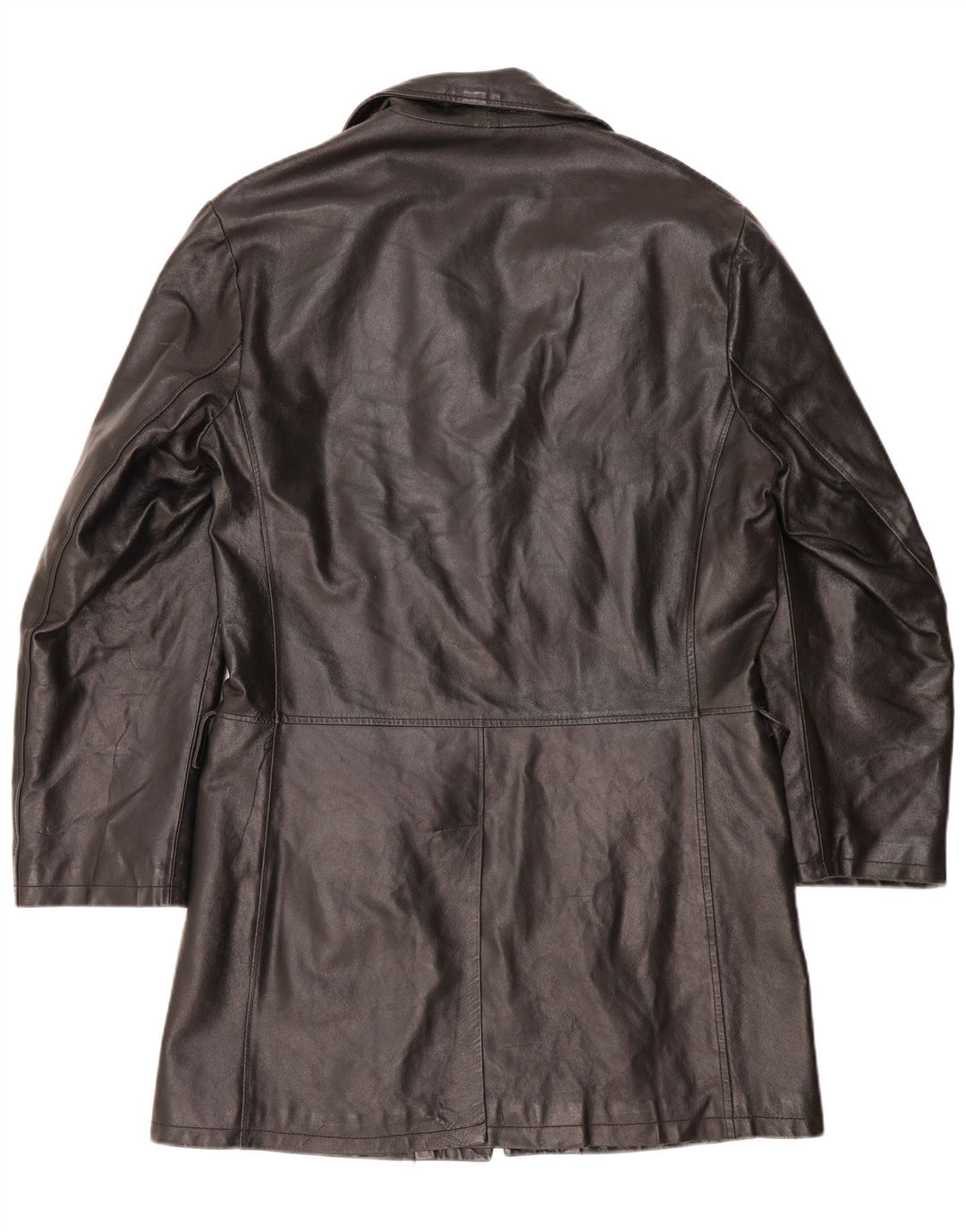Cappotto in pelle da donna Maurizio Troiano UK 16 grande in pelle nera