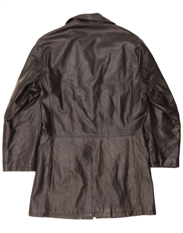 Cappotto in pelle da donna Maurizio Troiano UK 16 grande in pelle nera