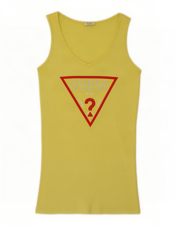 Canotta grafica da donna Guess UK 10 piccola gialla