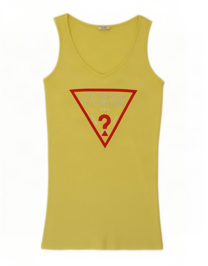 Canotta grafica da donna Guess UK 10 piccola gialla