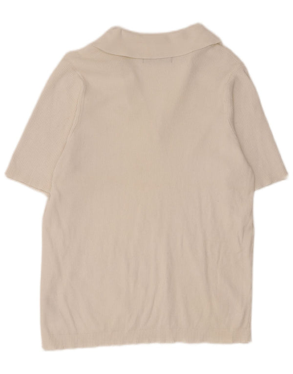 Polo da donna Marks & Spencer UK 14 grande cotone bianco