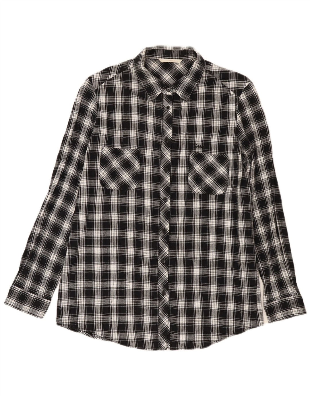 Camicia in flanella da donna Carrera UK 14 Cotone scozzese medio nero