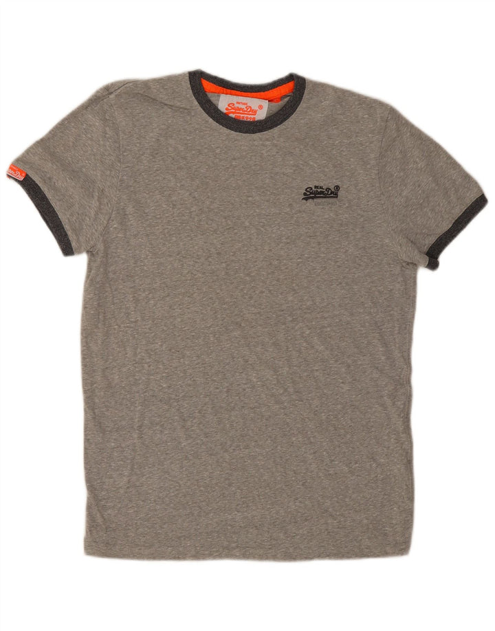 T-shirt da uomo Superdry Top in cotone chiazzato grigio medio