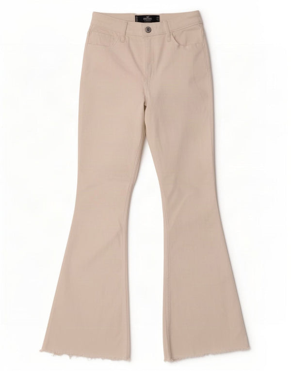 Jeans svasati a vita alta Hollister da donna W27 L31 cotone bianco