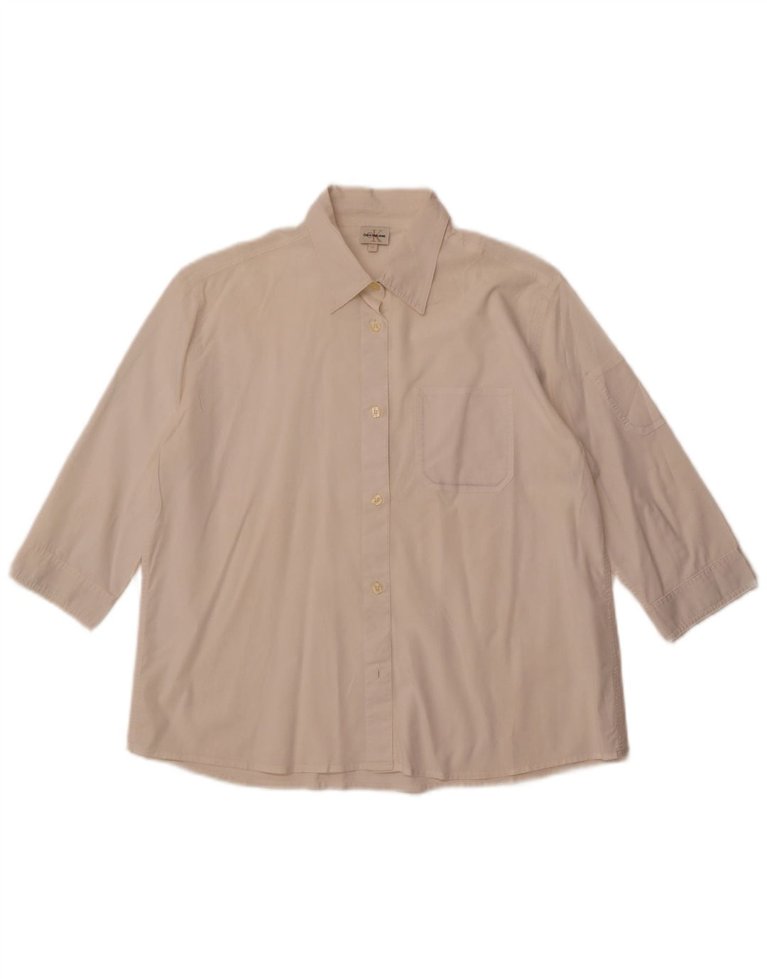 CALVIN KLEIN JEANS Camicia a maniche a 3/4 da donna UK 16 Large Bianco sporco