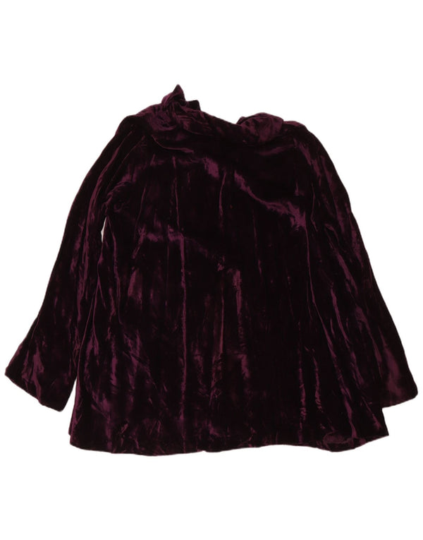 Abito a tunica in velluto a maniche lunghe da donna vintage UK 12 Viola medio
