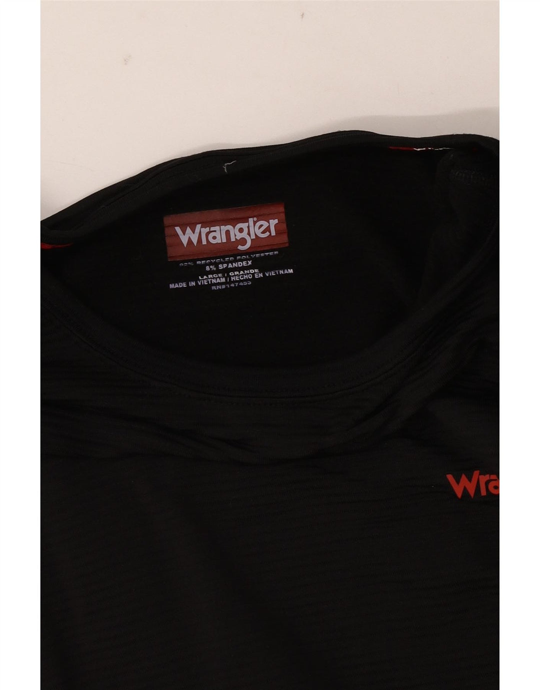Top Wrangler da uomo a manica lunga grande in poliestere nero