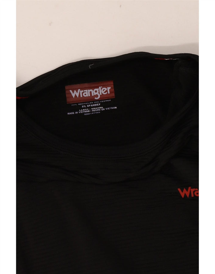 Top Wrangler da uomo a manica lunga grande in poliestere nero