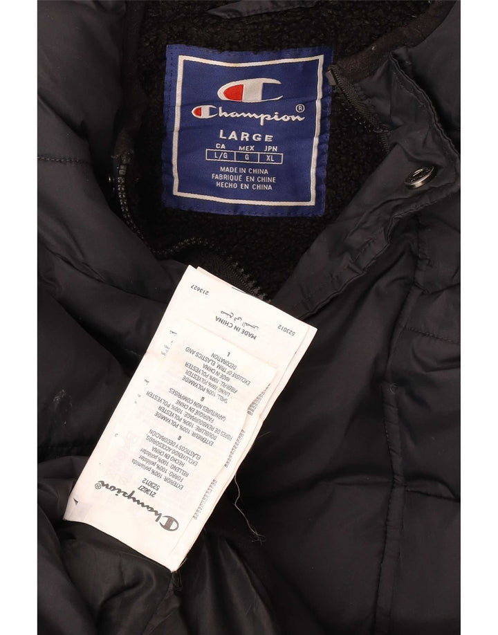 Giacca anorak imbottita con cappuccio da uomo Champion UK 40 Large nera in poliammide