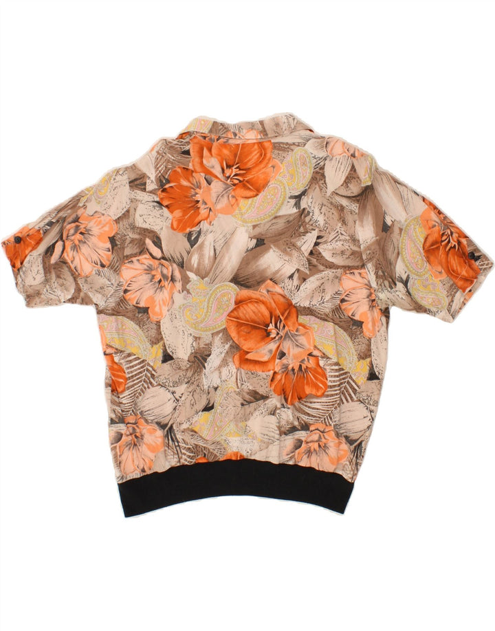 VINTAGE Womens Blouse Top IT 44 Medium Brown Floral Viscose Vintage Vintage and Second-Hand Vintage from Messina Hembry 