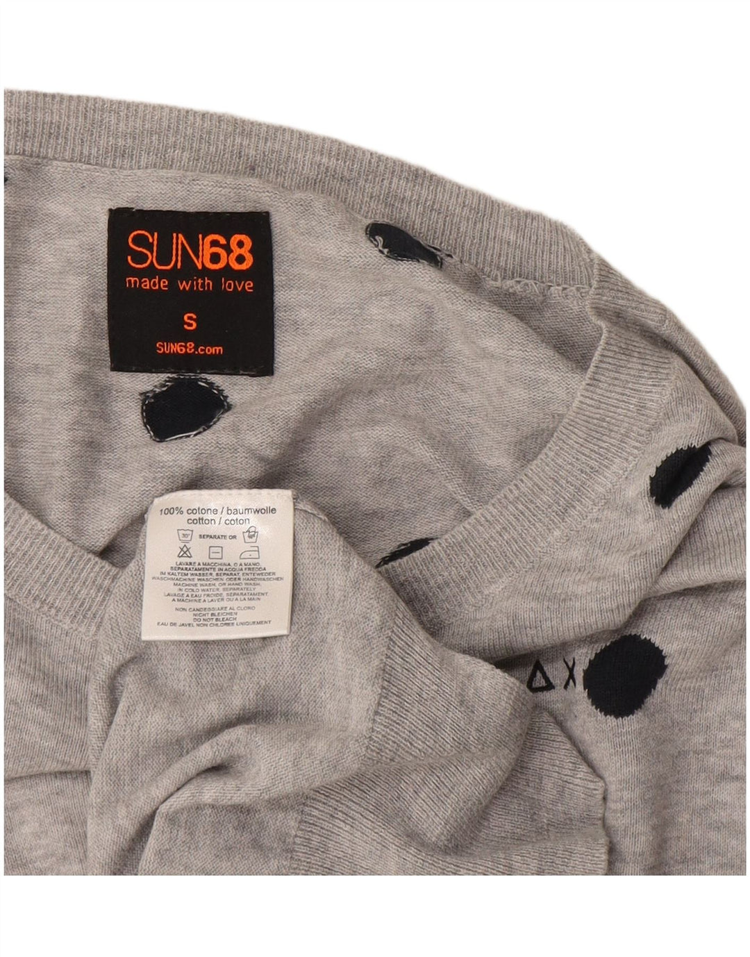 Maglione maglione girocollo a maniche corte da donna Sun68 UK 10 piccolo grigio