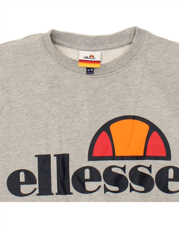 ELLESSE Womens Longline Oversized Sweatshirt Jumper UK 10 Small Grey Vintage Ellesse and Second-Hand Ellesse from Messina Hembry 