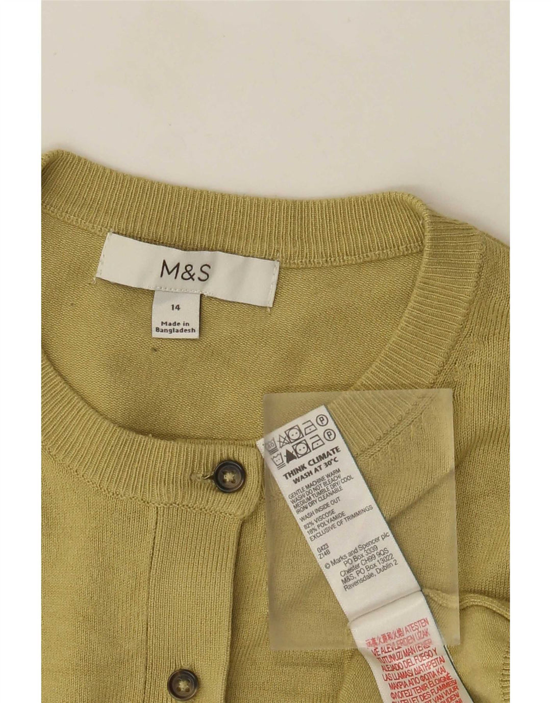 Maglione cardigan da donna Marks & Spencer UK 14 Viscosa verde medio