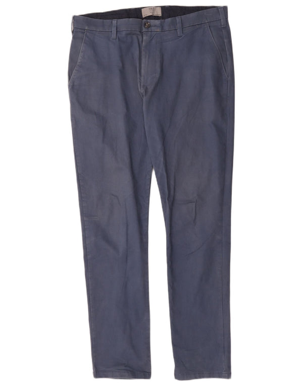 Pantaloni chino skinny cargo da uomo Marks & Spencer W34 L31 cotone blu navy