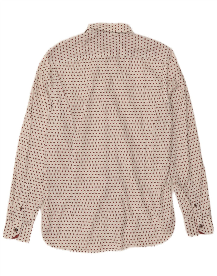 Camicia da uomo Ted Baker taglia 3 cotone maculato bianco medio