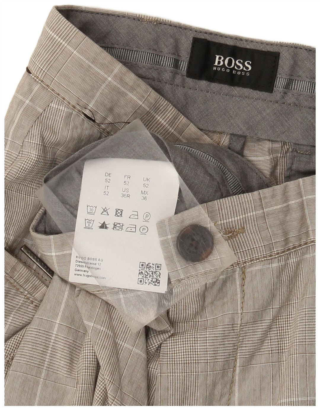 Pantaloni chino slim fit da uomo Hugo Boss IT 52 XL W36 L33 pied de poule grigio