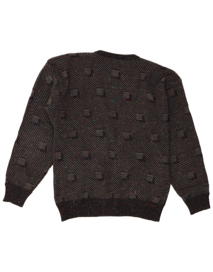 Maglione cardigan da uomo vintage geometrico nero medio