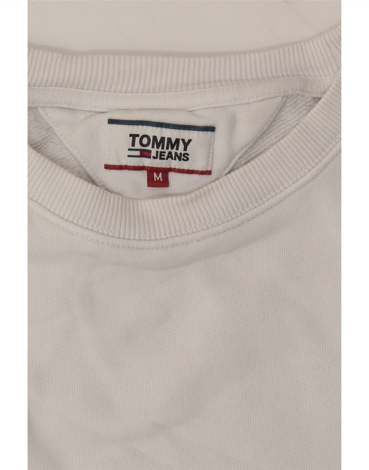 TOMMY HILFIGER Womens Oversized Sweatshirt Jumper UK 14 Medium White Vintage Tommy Hilfiger and Second-Hand Tommy Hilfiger from Messina Hembry 
