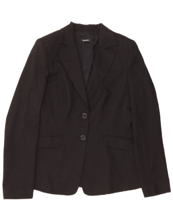 MAX & CO. Giacca blazer da donna a 2 bottoni UK 14 grande gessato nero