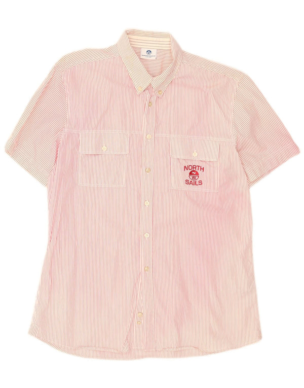Camicia a maniche corte grafica da uomo North Sails 2XL cotone a righe rosa