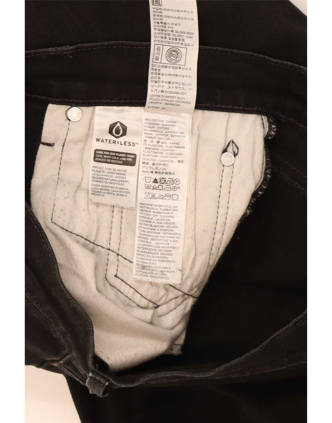Jeans dritti da uomo Levi's W30 L32 cotone nero