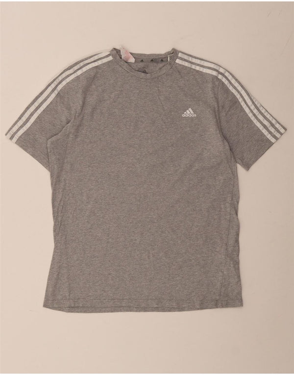 Adidas Boys T-Shirt Top 15-16 Years Grey Flecked Cotton