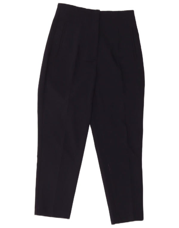 Pantaloni da abito affusolati corti da donna Zara medi W28 L26 poliestere blu navy