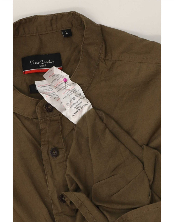 Camicia pullover vestibilità regolare da uomo Pierre Cardin grande cotone kaki