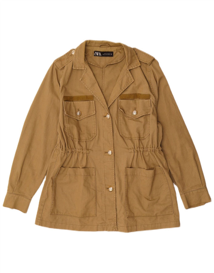 Giacca militare da donna Zara UK 14 cotone kaki medio