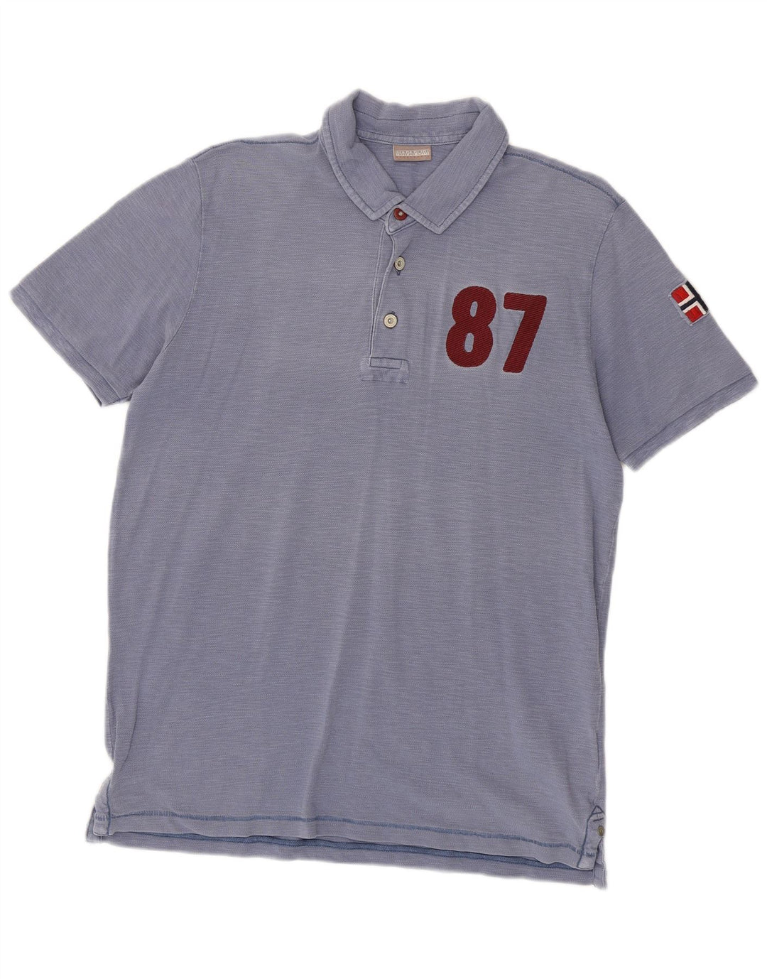 Polo da uomo con grafica geografica Napapijri grande in cotone blu